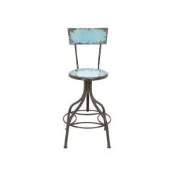 41 in. Teal Metal Vintage Bar Stool by Litton Lane
