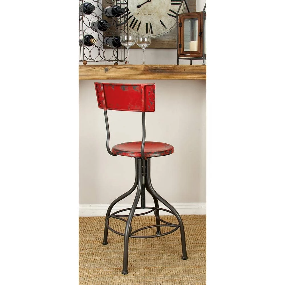 41 in. Red Metal Vintage Bar Stool by Litton Lane 12 41 in. Red Metal Vintage Bar Stool by Litton Lane - Image 10