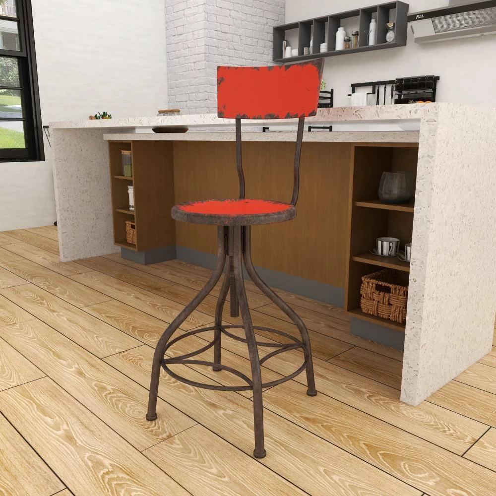 41 in. Red Metal Vintage Bar Stool by Litton Lane 9 41 in. Red Metal Vintage Bar Stool by Litton Lane - Image 7