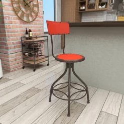 41 in. Red Metal Vintage Bar Stool by Litton Lane 16 41 in. Red Metal Vintage Bar Stool by Litton Lane -Outlet Litton Lane Store distressed red litton lane bar stools 55418 4f 1000