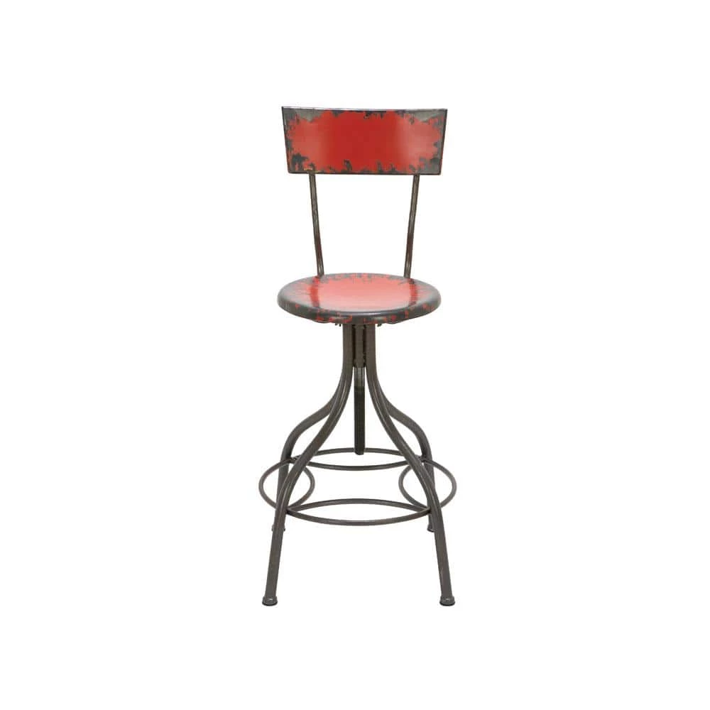 41 in. Red Metal Vintage Bar Stool by Litton Lane 3 41 in. Red Metal Vintage Bar Stool by Litton Lane
