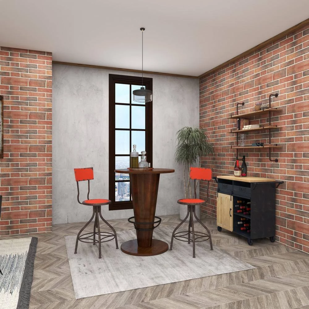 41 in. Red Metal Vintage Bar Stool by Litton Lane 11 41 in. Red Metal Vintage Bar Stool by Litton Lane - Image 9