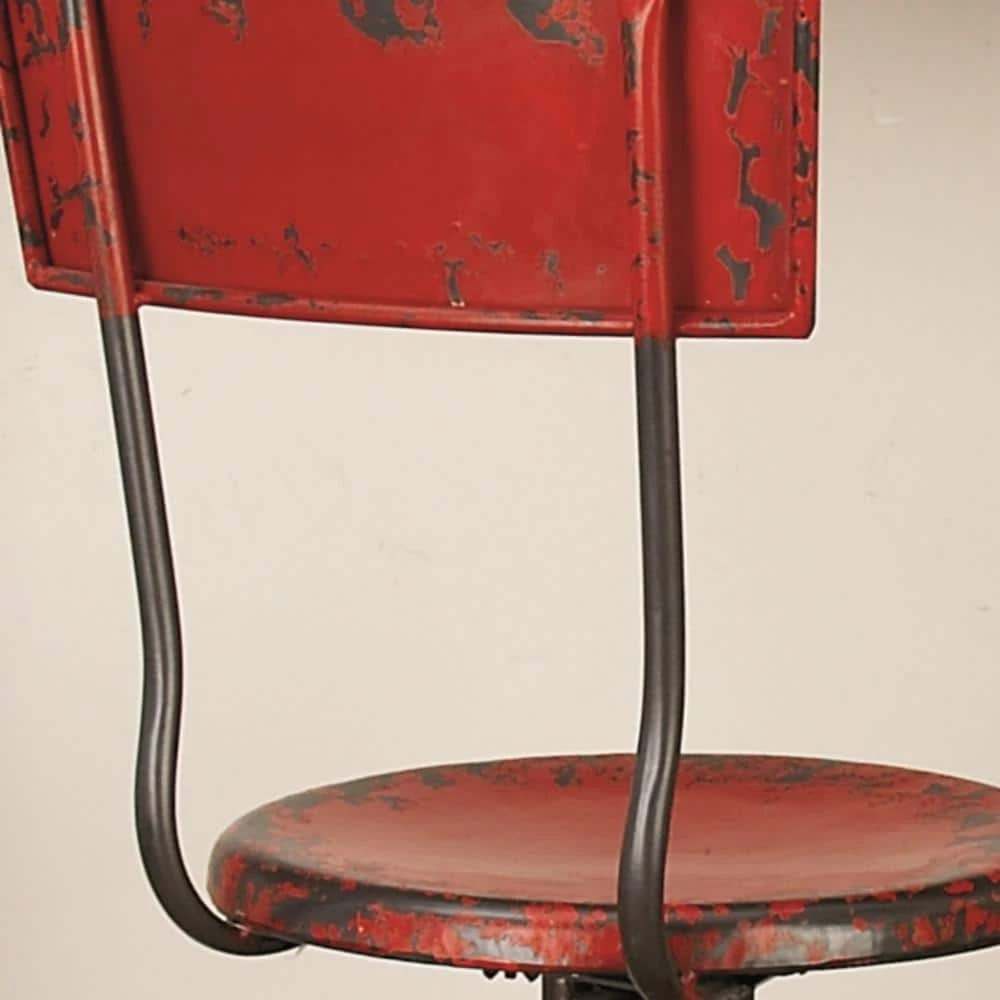 41 in. Red Metal Vintage Bar Stool by Litton Lane 5 41 in. Red Metal Vintage Bar Stool by Litton Lane - Image 3