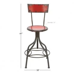 41 in. Red Metal Vintage Bar Stool by Litton Lane 15 41 in. Red Metal Vintage Bar Stool by Litton Lane -Outlet Litton Lane Store distressed red litton lane bar stools 55418 c3 1000