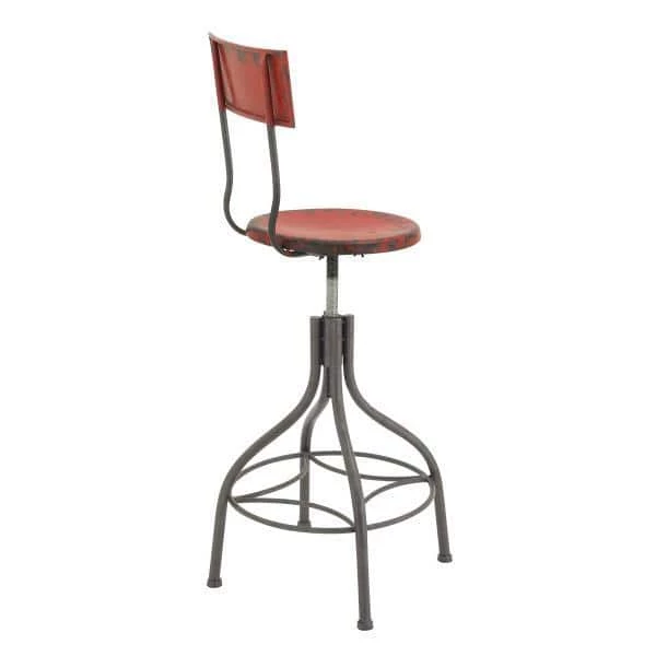 41 in. Red Metal Vintage Bar Stool by Litton Lane 4 41 in. Red Metal Vintage Bar Stool by Litton Lane - Image 2