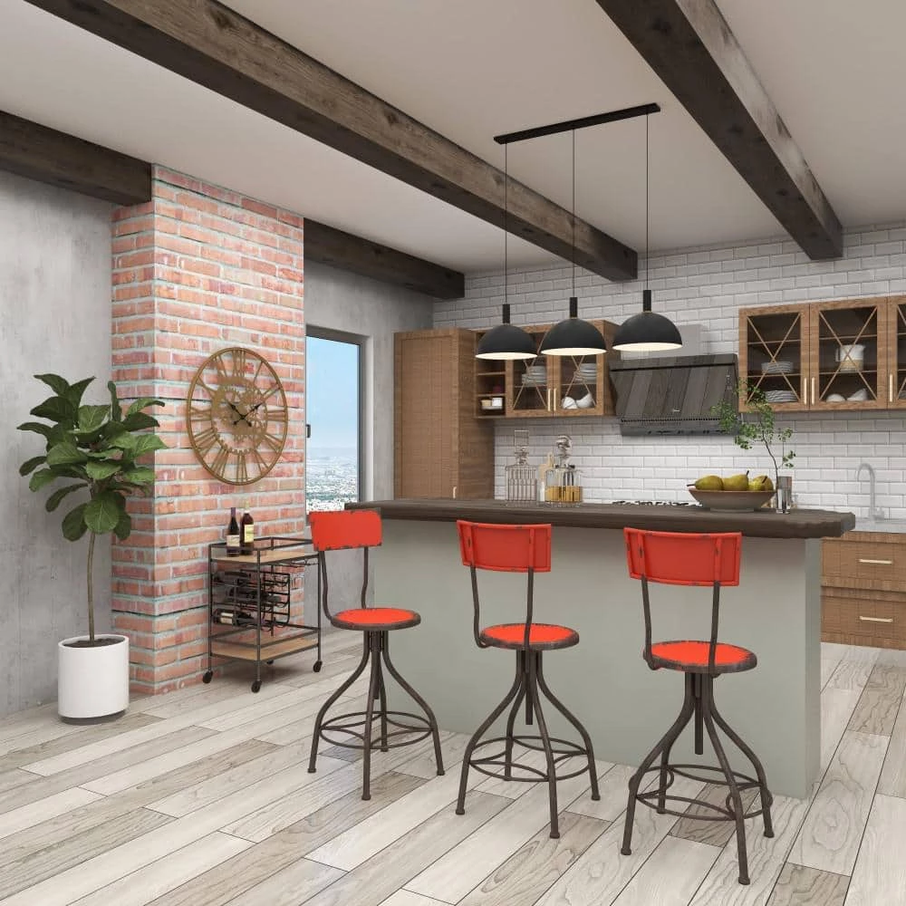 41 in. Red Metal Vintage Bar Stool by Litton Lane 10 41 in. Red Metal Vintage Bar Stool by Litton Lane - Image 8