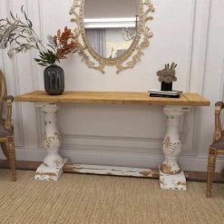 59 in. White Rectangle Wood Vintage Console Table by Litton Lane -Outlet Litton Lane Store distressed white litton lane console tables 14840 1f 1000