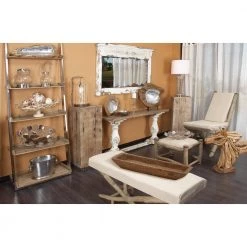 59 in. White Rectangle Wood Vintage Console Table by Litton Lane -Outlet Litton Lane Store distressed white litton lane console tables 14840 31 1000