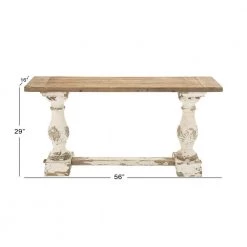 59 in. White Rectangle Wood Vintage Console Table by Litton Lane -Outlet Litton Lane Store distressed white litton lane console tables 14840 76 1000