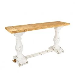 59 in. White Rectangle Wood Vintage Console Table by Litton Lane -Outlet Litton Lane Store distressed white litton lane console tables 14840 c3 1000