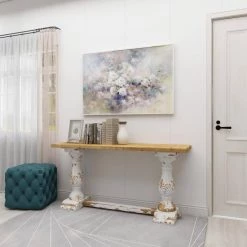59 in. White Rectangle Wood Vintage Console Table by Litton Lane -Outlet Litton Lane Store distressed white litton lane console tables 14840 d4 1000