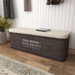 Brown Storage Industrial Bench 17 in. x 48 in. x 16 in. by Litton Lane -Outlet Litton Lane Store espresso brown litton lane dining benches 93712 1f 1000