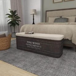 Brown Storage Industrial Bench 17 in. x 48 in. x 16 in. by Litton Lane -Outlet Litton Lane Store espresso brown litton lane dining benches 93712 4f 1000