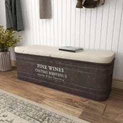 Brown Storage Industrial Bench 17 in. x 48 in. x 16 in. by Litton Lane -Outlet Litton Lane Store espresso brown litton lane dining benches 93712 66 1000