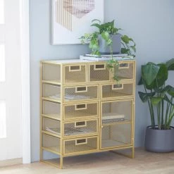 32 in. x 28 in. x 13 in. Gold Contemporary Metal Accent Cabinet Storage Unit by Litton Lane -Outlet Litton Lane Store gold litton lane accent cabinets 041186 31 1000