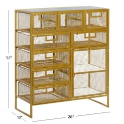32 in. x 28 in. x 13 in. Gold Contemporary Metal Accent Cabinet Storage Unit by Litton Lane -Outlet Litton Lane Store gold litton lane accent cabinets 041186 c3 1000