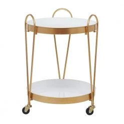 26 in. Gold Metal Contemporary Bar Cart by Litton Lane