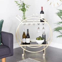 31 in. Gold Metal Contemporary Bar Cart by Litton Lane -Outlet Litton Lane Store gold litton lane bar carts 041293 31 1000