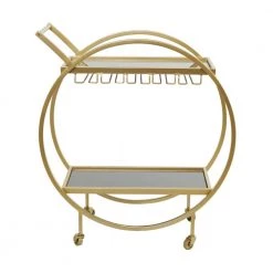 31 in. Gold Metal Contemporary Bar Cart by Litton Lane -Outlet Litton Lane Store gold litton lane bar carts 041293 4f 1000