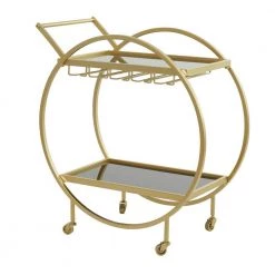 31 in. Gold Metal Contemporary Bar Cart by Litton Lane