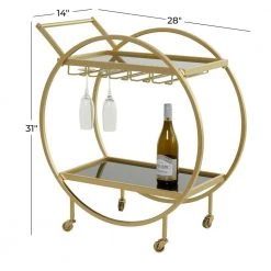 31 in. Gold Metal Contemporary Bar Cart by Litton Lane -Outlet Litton Lane Store gold litton lane bar carts 041293 c3 1000