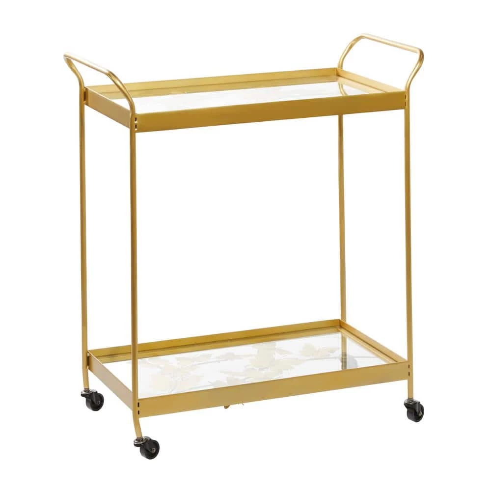 31 in. Gold Contemporary Metal Bar Cart by Litton Lane 3 31 in. Gold Contemporary Metal Bar Cart by Litton Lane