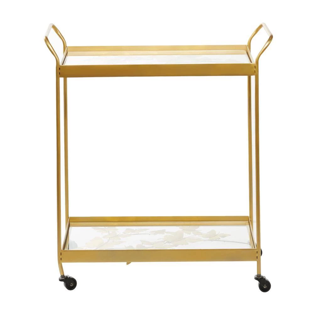31 in. Gold Contemporary Metal Bar Cart by Litton Lane 5 31 in. Gold Contemporary Metal Bar Cart by Litton Lane - Image 3