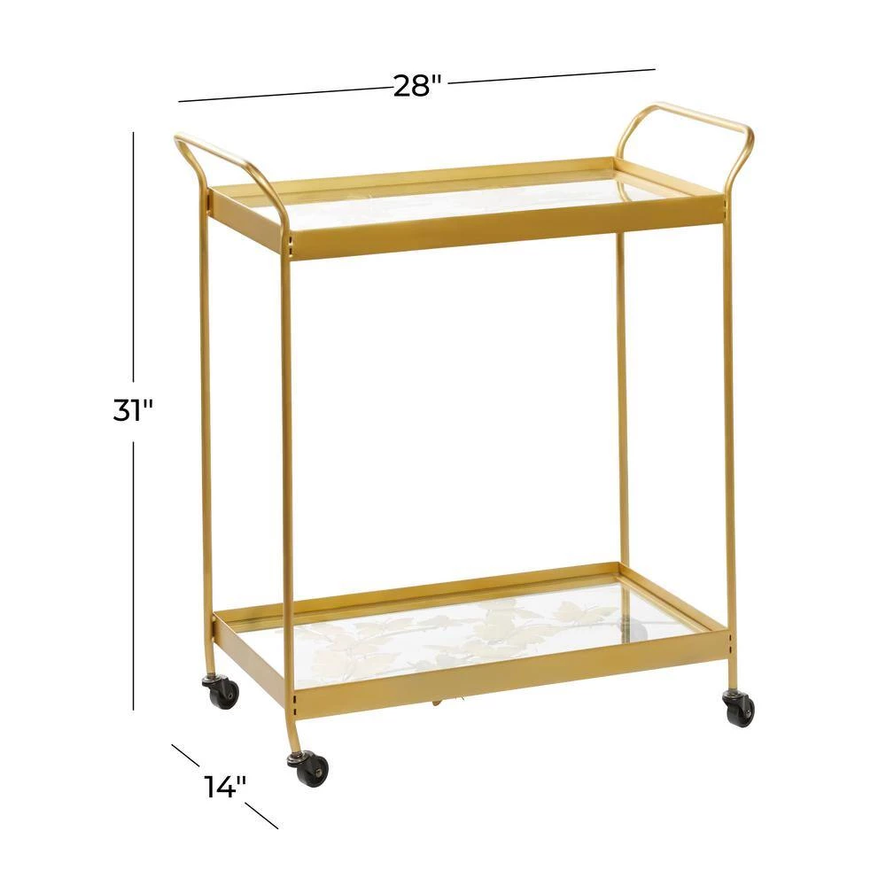 31 in. Gold Contemporary Metal Bar Cart by Litton Lane 11 31 in. Gold Contemporary Metal Bar Cart by Litton Lane - Image 9