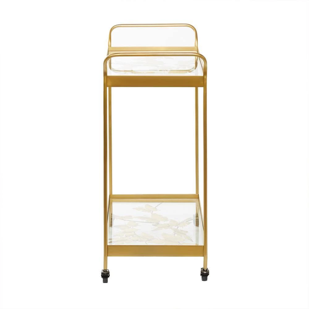 31 in. Gold Contemporary Metal Bar Cart by Litton Lane 4 31 in. Gold Contemporary Metal Bar Cart by Litton Lane - Image 2
