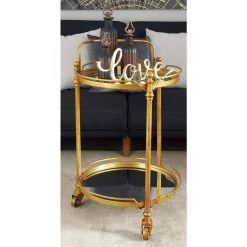 31 in. Brass Metal Traditional Bar Cart by Litton Lane -Outlet Litton Lane Store gold litton lane bar carts 87439 31 1000