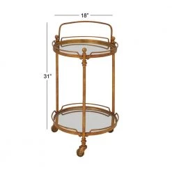 31 in. Brass Metal Traditional Bar Cart by Litton Lane -Outlet Litton Lane Store gold litton lane bar carts 87439 76 1000