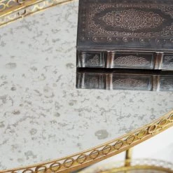 Gold Rolling 2 Mirrored Shelves Bar Cart with Lockable Wheels by Litton Lane -Outlet Litton Lane Store gold litton lane bar carts 93749 4f 1000