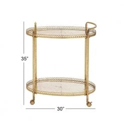 Gold Rolling 2 Mirrored Shelves Bar Cart with Lockable Wheels by Litton Lane -Outlet Litton Lane Store gold litton lane bar carts 93749 76 1000
