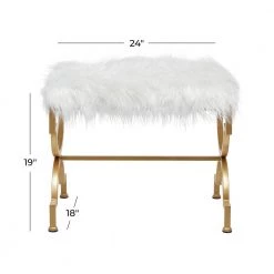 22 in. White and Gold Backless Metal Contemporary Stool by Litton Lane -Outlet Litton Lane Store gold litton lane bar stools 040447 76 1000