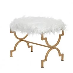 22 in. White and Gold Backless Metal Contemporary Stool by Litton Lane -Outlet Litton Lane Store gold litton lane bar stools 040447 c3 1000