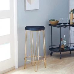 31 in. Gold Contemporary Canvas Bar Stool by Litton Lane 17 31 in. Gold Contemporary Canvas Bar Stool by Litton Lane -Outlet Litton Lane Store gold litton lane bar stools 39741 31 1000