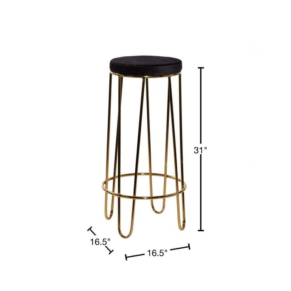 31 in. Gold Contemporary Canvas Bar Stool by Litton Lane 5 31 in. Gold Contemporary Canvas Bar Stool by Litton Lane - Image 3