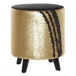 16 in. Gold Fabric Contemporary Stool by Litton Lane