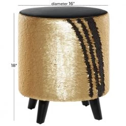 16 in. Gold Fabric Contemporary Stool by Litton Lane -Outlet Litton Lane Store gold litton lane bar stools 53749 c3 1000