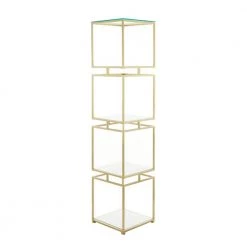 62 in. Gold Marble 4 Tier Shelf Square Cube Shelving Unit by Litton Lane