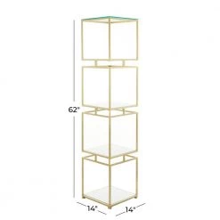 62 in. Gold Marble 4 Tier Shelf Square Cube Shelving Unit by Litton Lane -Outlet Litton Lane Store gold litton lane bookcases bookshelves 040244 76 1000