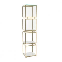 62 in. Gold Marble 4 Tier Shelf Square Cube Shelving Unit by Litton Lane -Outlet Litton Lane Store gold litton lane bookcases bookshelves 040244 c3 1000