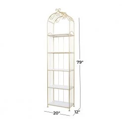 79 In. Gold Marble Glam Shelving Unit by Litton Lane -Outlet Litton Lane Store gold litton lane bookcases bookshelves 040338 76 1000