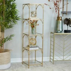 56 in. Gold Metal Contemporary 5-Shelf Shelving Unit by Litton Lane -Outlet Litton Lane Store gold litton lane bookcases bookshelves 041627 31 1000