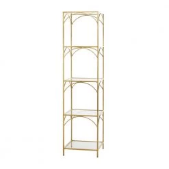 56 in. Gold Metal Contemporary 5-Shelf Shelving Unit by Litton Lane