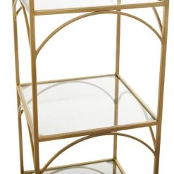 56 in. Gold Metal Contemporary 5-Shelf Shelving Unit by Litton Lane -Outlet Litton Lane Store gold litton lane bookcases bookshelves 041627 c3 1000