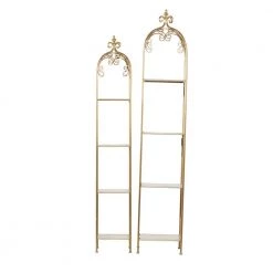 74 in. Gold Contemporary Metal 4 Shelf Shelving Unit (Set of 2) by Litton Lane -Outlet Litton Lane Store gold litton lane bookcases bookshelves 46038 66 1000