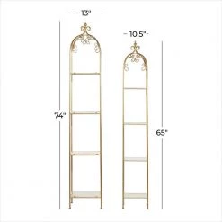 74 in. Gold Contemporary Metal 4 Shelf Shelving Unit (Set of 2) by Litton Lane -Outlet Litton Lane Store gold litton lane bookcases bookshelves 46038 76 1000