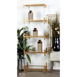 69 in. Gold Metal Contemporary 4 Shelf Shelving Unit by Litton Lane -Outlet Litton Lane Store gold litton lane bookcases bookshelves 56936 31 1000