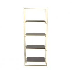 63 in. Metallic Gold/Black Metal 4-shelf Etagere Bookcase with Open Back by Litton Lane